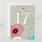 Tafel nummers voor bruiloft kaart (Achterkant)