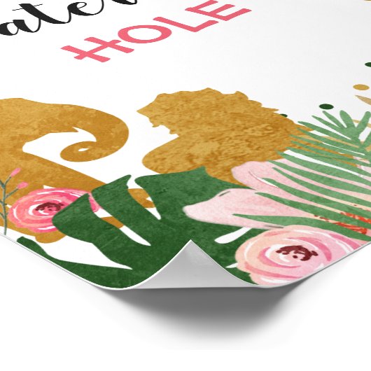 Tafel oerwoud Watering-gat Sign Zoo Safari Drink Poster (Hoek)