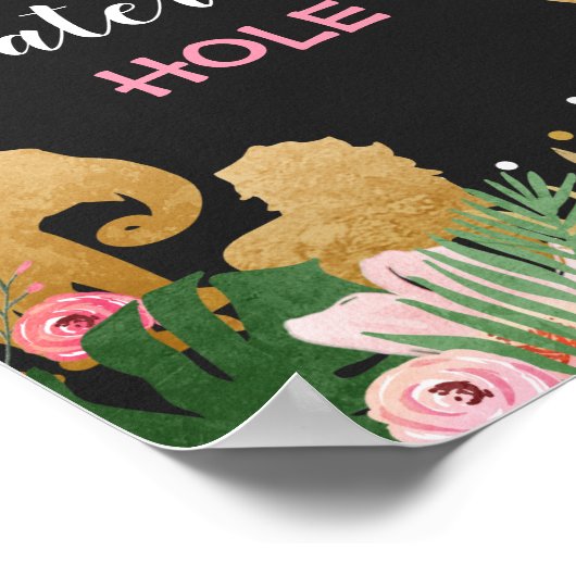 Tafel oerwoud Watering-gat Sign Zoo Safari Drink Poster (Hoek)