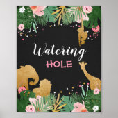 Tafel oerwoud Watering-gat Sign Zoo Safari Drink Poster (Voorkant)