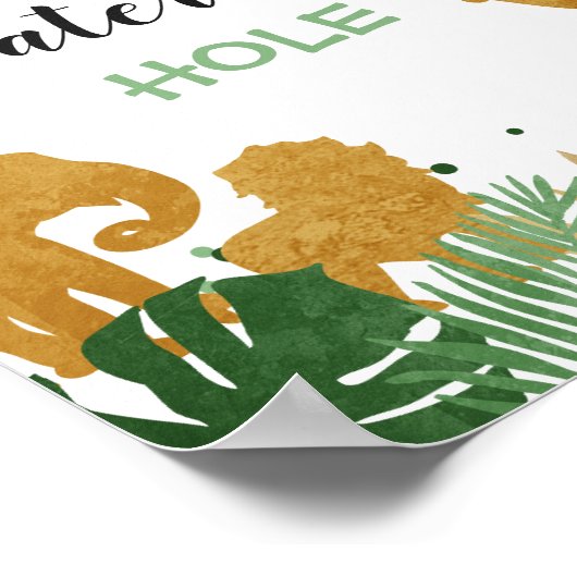 Tafel oerwoud Watering-gat Sign Zoo Safari Drink Poster (Hoek)