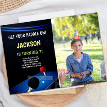 Tafel Ping Pong Verjaardagsuitnodigingen met foto