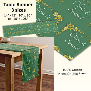 Tafel Runner Voeg Namen Toe Smaragdgroen & Goud Korte Tafelloper