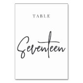 Tafel SEVENTEEN met scripts voor zwart-wit Kaart (Achterkant)