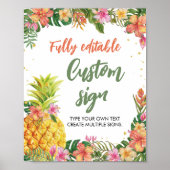 Tafel Tropische Floral Birthday Party Poster (Voorkant)