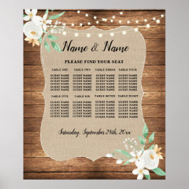 Tafel Trouw Zittingen Witte Bloemen 8 Zitplaatsen Poster