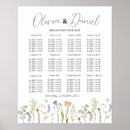 Tafel Trouwen Zitplaatsen 12 Wildflowers Floral Poster