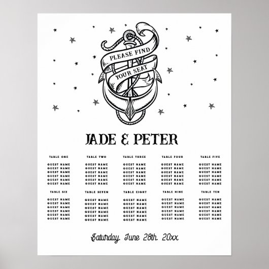 Tafel Trouwstoel 10 Traditioneel Tattoo Anker Poster (Voorkant)