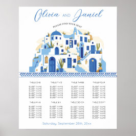 Tafel Trouwstoel 8 Santorini Griekenland Blauw Poster