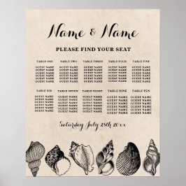 Tafel Trouwzitplaatsen 10 Zitplaatsen Plan Schelpe Poster