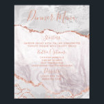 Tafel van het menu Band van het Wit-Roos Gold Agat Poster<br><div class="desc">White & Roos Gold Agate Marble Folie Gilded Geode Design,  met Moderne en Manuscript doopvonten. Trendy en Chic Wedding Menu tabelteken! ~ Bekijk mijn winkel voor dit ontwerp de volledige trouwsuite!</div>