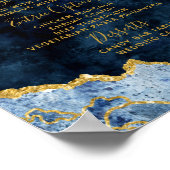 Tafel van het Navy Blue Gold Foil Agate Wedding Me Poster (Hoek)