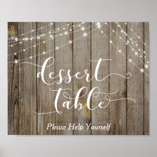 Tafel van hout- en lichtdessert poster