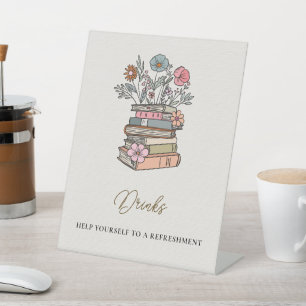 Tafel voor drankjes met speelse boekenthema baby s reclamebord met voetstuk
