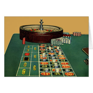Tafel voor vintage roulette casino spel, gokchips