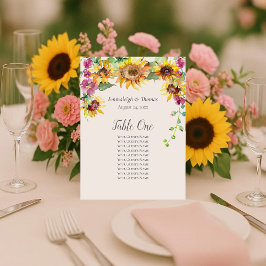 Tafel Zitkaart Zonnebloem Herfst Bloemen Reclamebord Met Voetstuk