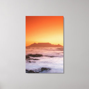 Tafelberg bij zonsondergang, Bloubergstrand Canvas Afdruk