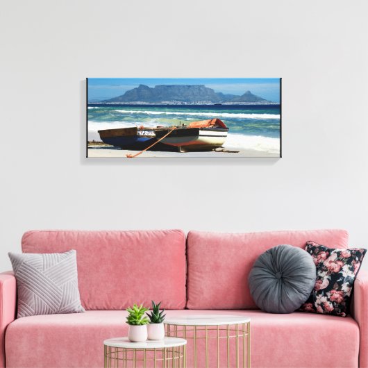 Tafelberg Kaapstad schilderachtig strand Canvas Afdruk (Insitu (Woonkamer))