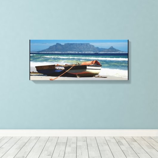 Tafelberg Kaapstad schilderachtig strand Canvas Afdruk (Insitu (Houten vloer))