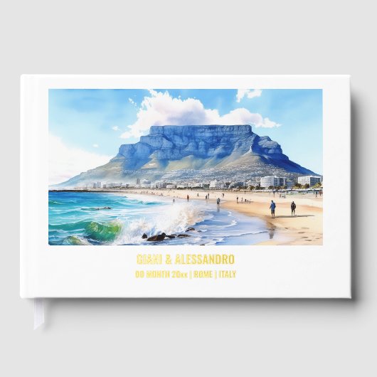Tafelberg waterverf Kaapstad Zuid-Afrika Gastenboek (Voorkant)