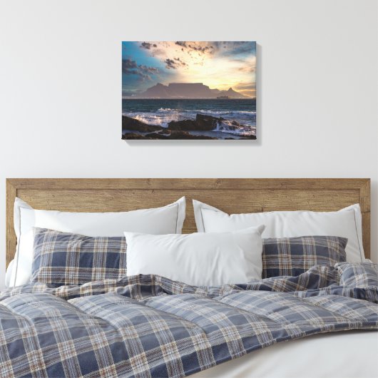 Tafelberg zonsondergang landschap canvas afdruk (Insitu (Slaapkamer))