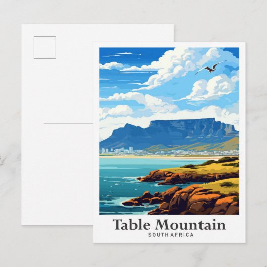 Tafelberg Zuid-Afrika reisillustratie Briefkaart (Voorkant / Achterkant)