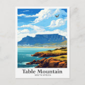 Tafelberg Zuid-Afrika reisillustratie Briefkaart (Voorkant)