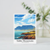Tafelberg Zuid-Afrika reisillustratie Briefkaart (Staand voorkant)