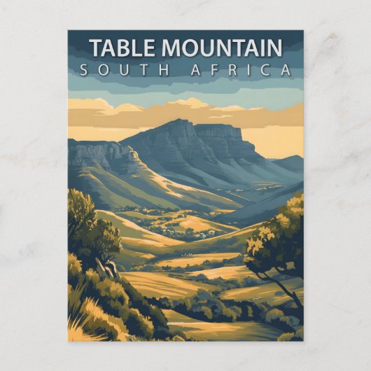Tafelberg Zuid-Afrika Vintage Briefkaart (Voorkant)