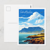 Tafelberg Zuid-Afrika vintage reisplaats Briefkaart (Voorkant / Achterkant)