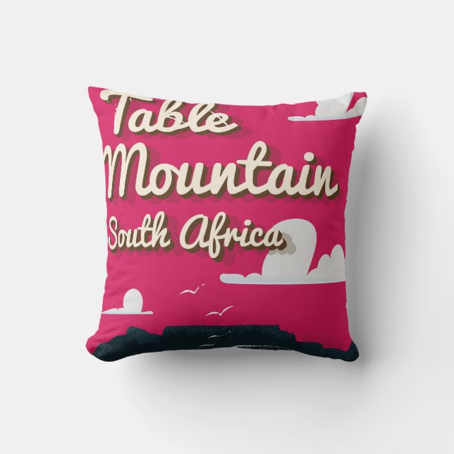 Tafelberg Zuid-Afrika Vintage reisposter Kussen (Voorkant)