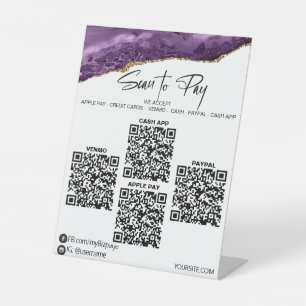 *~* Tafelblad 4 QR BETALINGEN Tafeltent Amethist Reclamebord Met Voetstuk