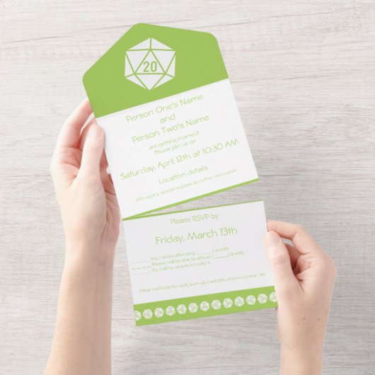Tafelblad Chic in Peridot All In One Uitnodiging (Afscheurbaar)