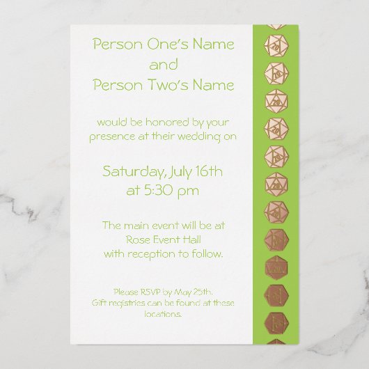 Tafelblad Chic in Peridot Folie Invitation Uitnodiging (Voorkant)