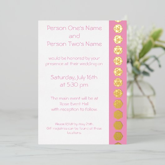 Tafelblad Chic in Petal Pink Folie Invitation Folie Uitnodiging (Staand Voorkant)