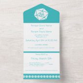 Tafelblad Chic in Turquoise All In One Uitnodiging (Binnen)