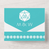 Tafelblad Chic in Turquoise All In One Uitnodiging (Achterkant)