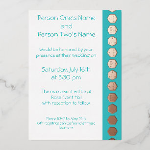 Tafelblad Chic in Turquoise Folie Invitation Uitnodiging