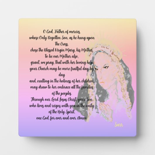 Tafelblad Ezel Met Canvas; Gebed Maagd Maria Fotoplaat (Voorkant)