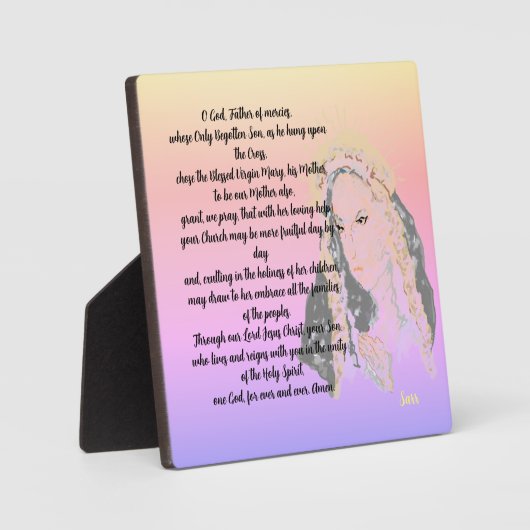 Tafelblad Ezel Met Canvas; Gebed Maagd Maria Fotoplaat (Voorkant)