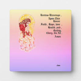 Tafelblad Ezel met Canvas: Zegen dit huis Fotoplaat