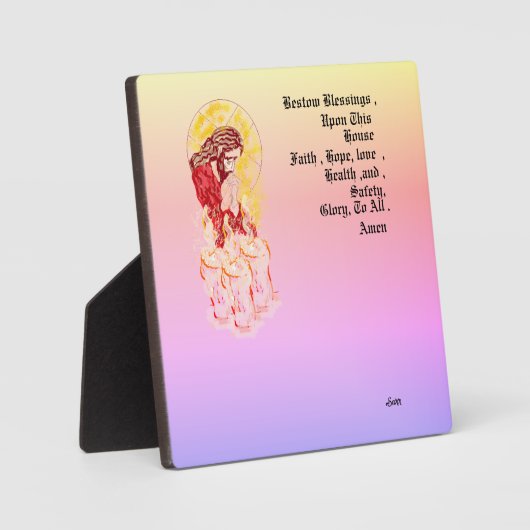 Tafelblad Ezel met Canvas: Zegen dit huis Fotoplaat (Voorkant)