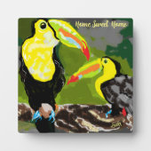 Tafelblad Ezel met doek; Tropische vogels Fotoplaat (Voorkant)