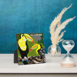 Tafelblad Ezel met doek; Tropische vogels Fotoplaat