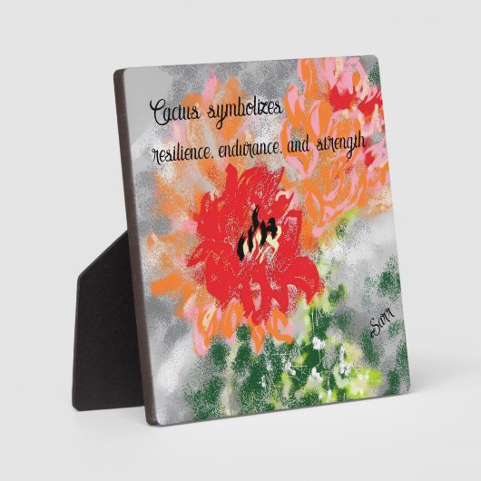 Tafelblad met canvas: Cactusbloem  Fotoplaat (Voorkant)