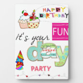 Tafelblad Plaque met Ezel Baby FUN Cupcake Happy Fotoplaat (voorkant)