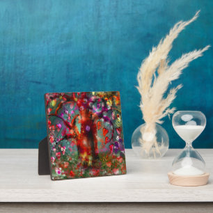 Tafelblad Plaque Whimsical Abstract Tree Rood Blau Fotoplaat