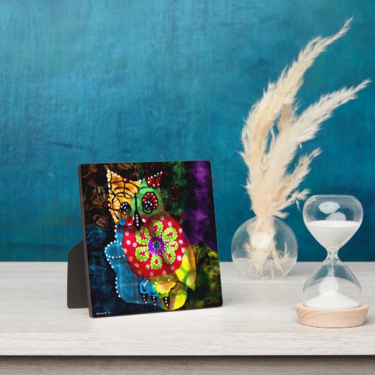 Tafelblad Plaque Whimsical Abstract Uil Folk Art Fotoplaat (Insitu)