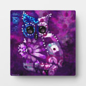 Tafelblad Plaque Whimsical Abstract Uil Paarse Fotoplaat (Voorkant)