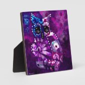 Tafelblad Plaque Whimsical Abstract Uil Paarse Fotoplaat (Voorkant)